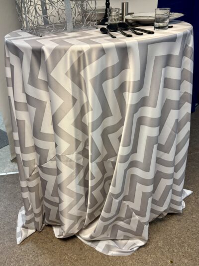 Table Cloth Grey Chevron Satin - Image 2