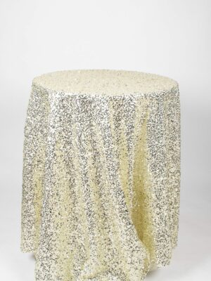 Table Cloth Ivory Shiny Sequin