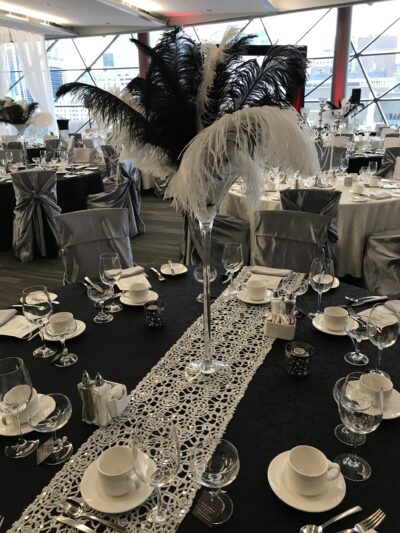 Table Runner Silver Chain Lace Sequin - Image 2